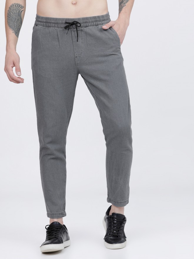 Buy HIGHLANDER Light Grey Tapered Fit Stretchable Jeans for Men Online ...