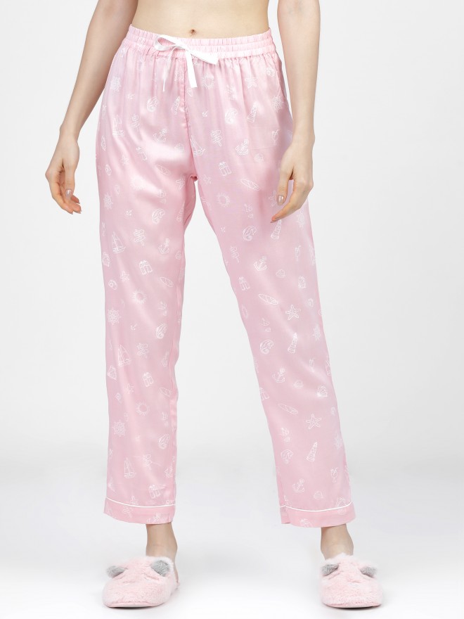 Buy Tokyo Talkies Pink & White Printed Lounge Pant for Women