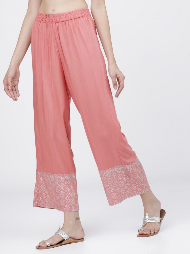 Buy Light Orange Plus Size Parallel Pants Online - W for Woman