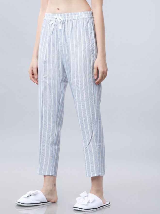 Pajama Shirt and Pants - Light blue/striped - Ladies