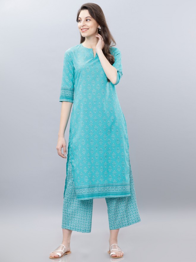 Vishudh Women Sage Printed Kurta Sets 