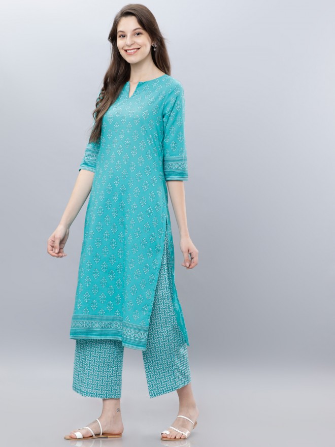 Vishudh Women Sage Printed Kurta Sets 