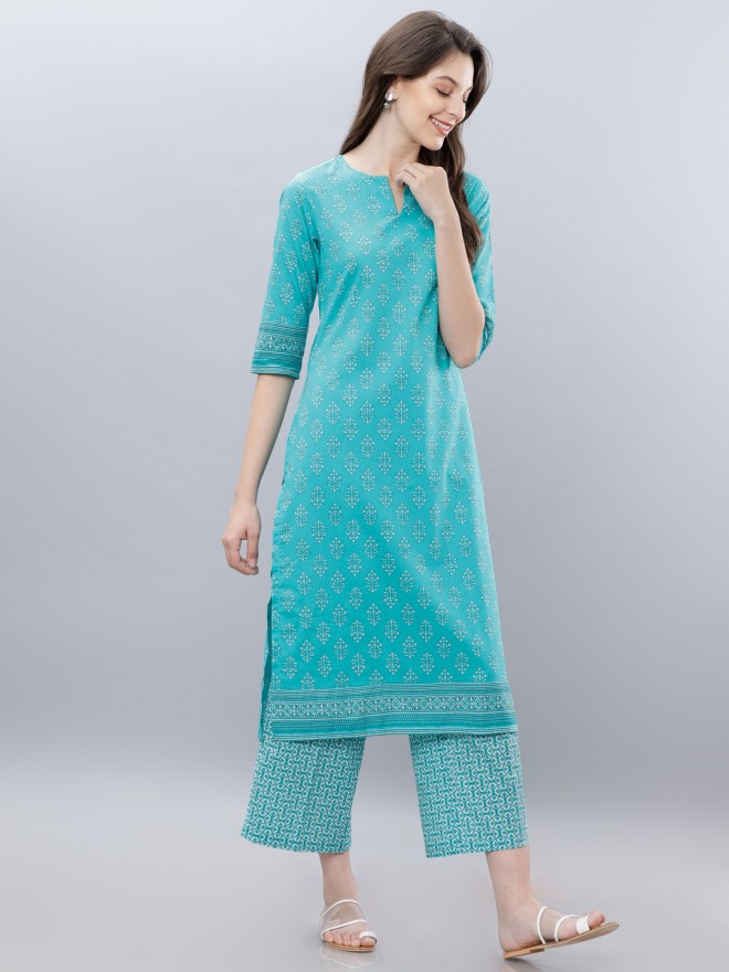 Vishudh Women Sage Printed Kurta Sets 