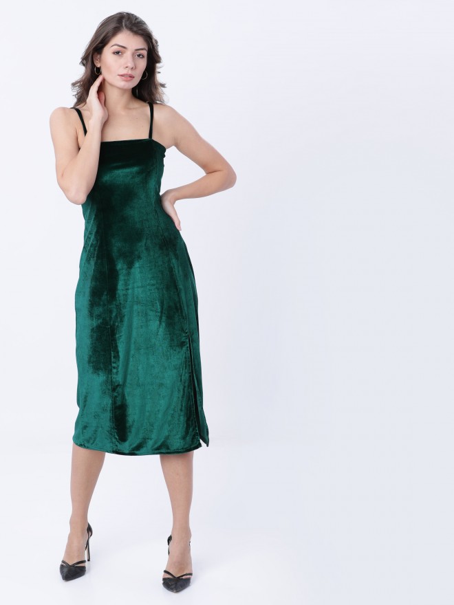 Buy Ketch Green Solid Bell Bottom Pant With Slit for Women Online