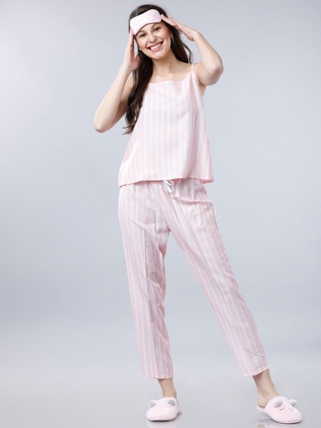 Buy Tokyo Talkies Pink/White Lounge Top With Pant for Women Online at  Rs.519 - Ketch