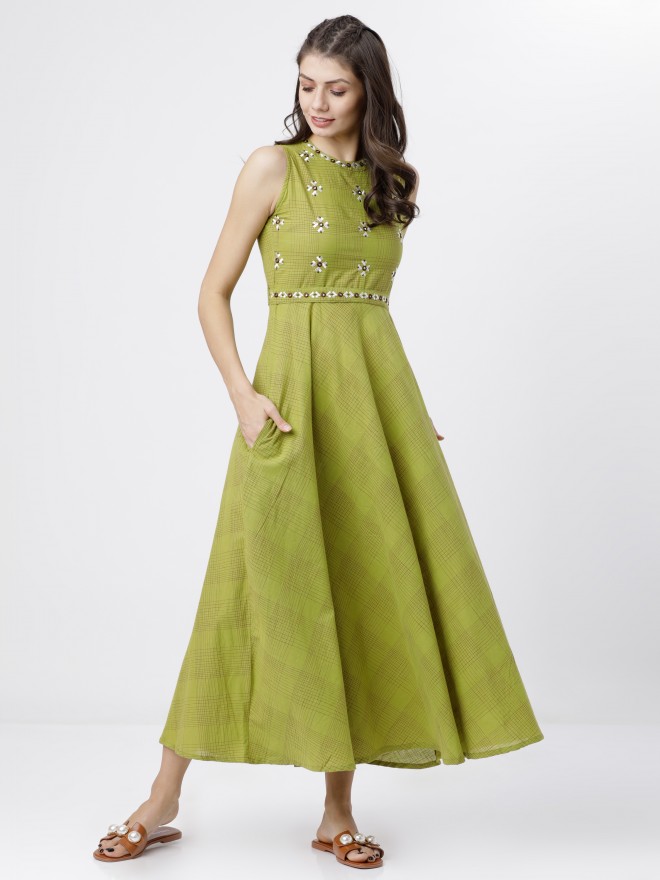 Buy Vishudh Olive Maxi Dress for Women ...