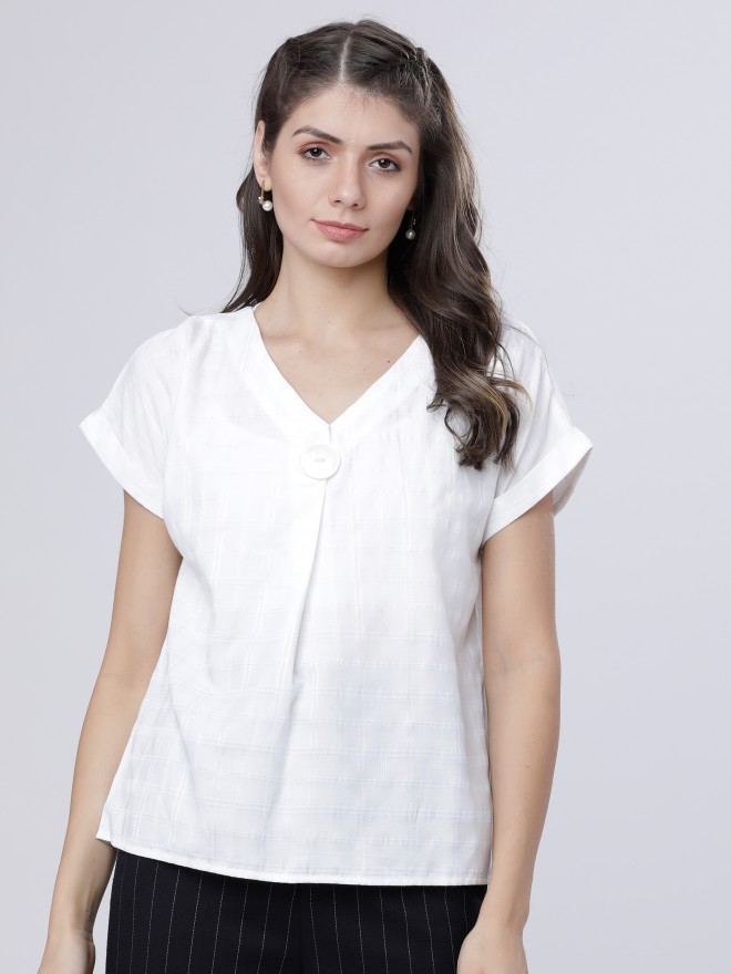 Buy Tokyo Talkies White V-Neck Top for Women Online at Rs.329 - Ketch