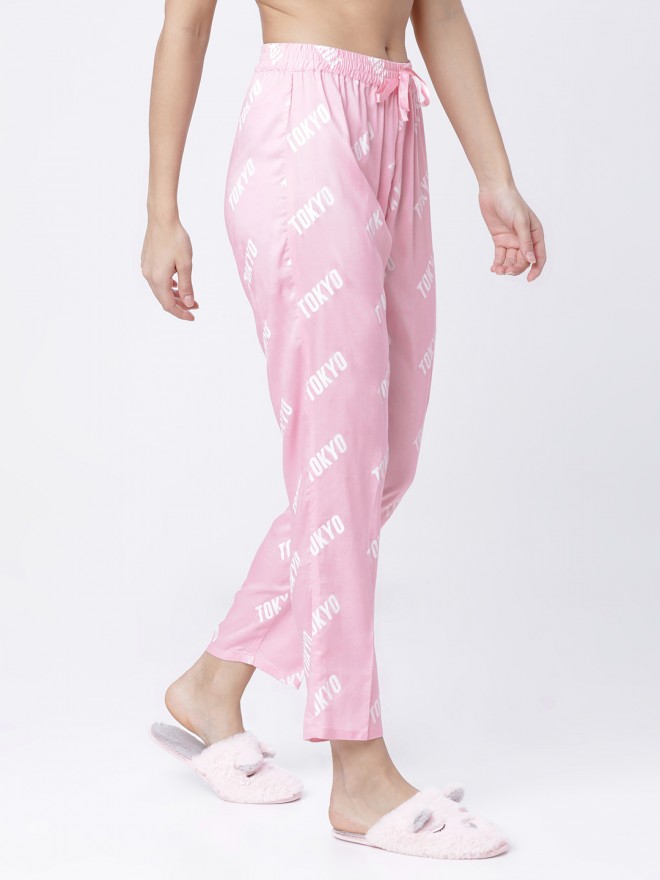 Buy Tokyo Talkies Light Pink/White Printed Shirt With Lounge Pant