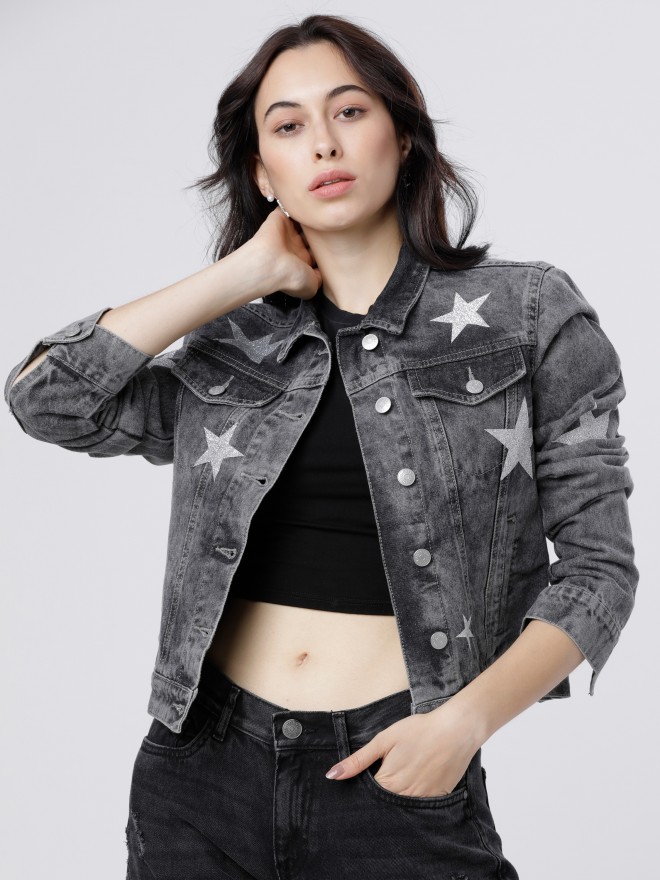 Buy online Blue Denim Jacket from shrugs & Jackets for Women by Aurelia for  ₹1120 at 49% off | 2024 Limeroad.com