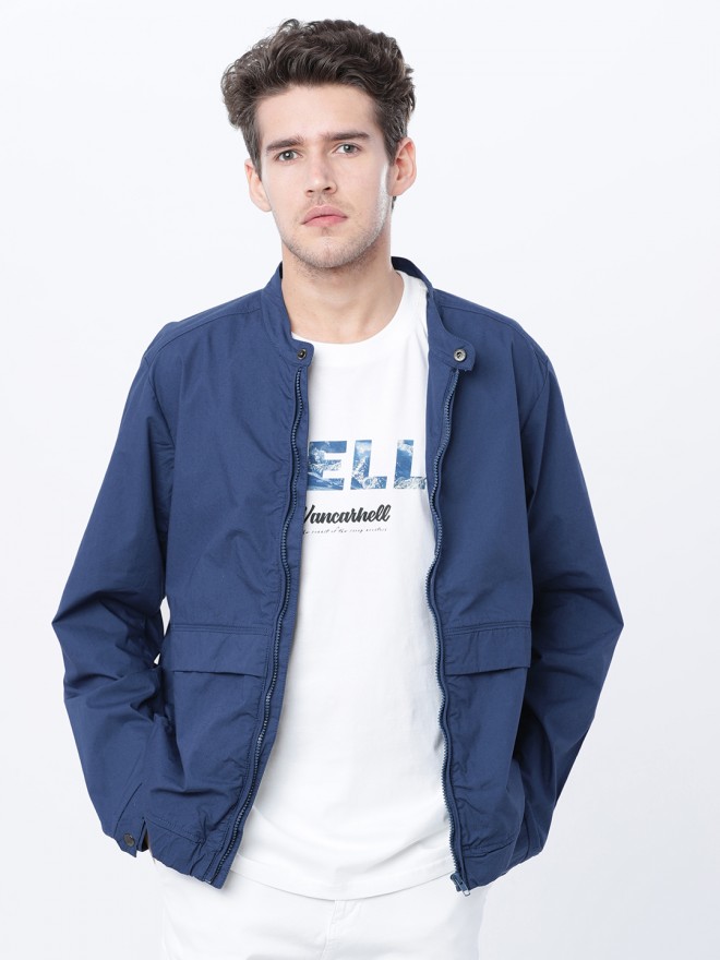 Buy Highlander Air Force Blue Front Open Cotton Jacket for Men Online ...