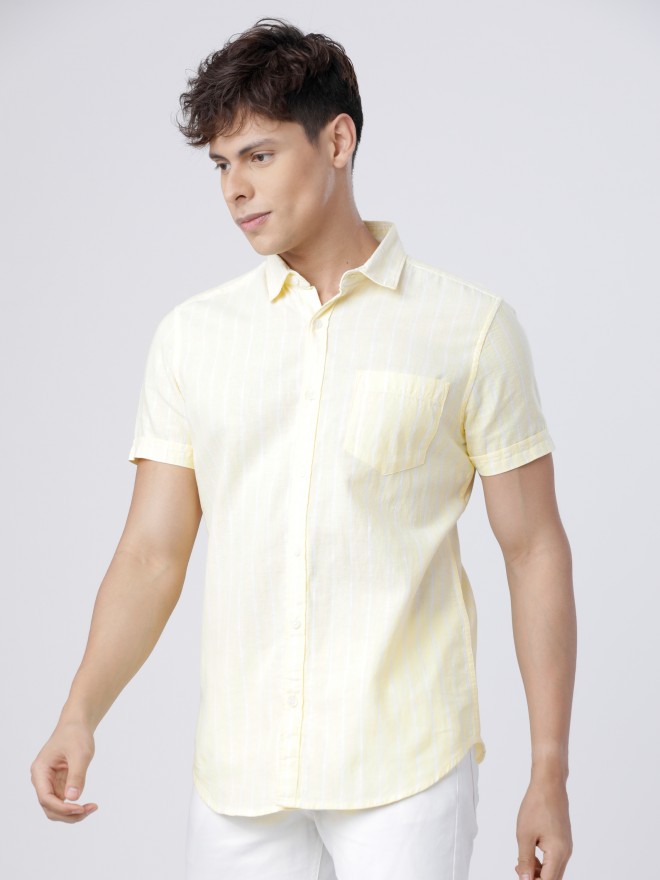 Buy Highlander Fresh Yellow/White Slim Fit Striped Casual Shirt for Men  Online at Rs.507 - Ketch