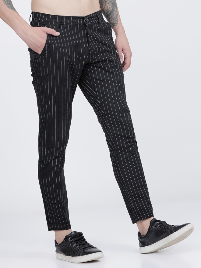 Robert Huntley Classic Jet Black Stripe Trouser - Lowes Menswear