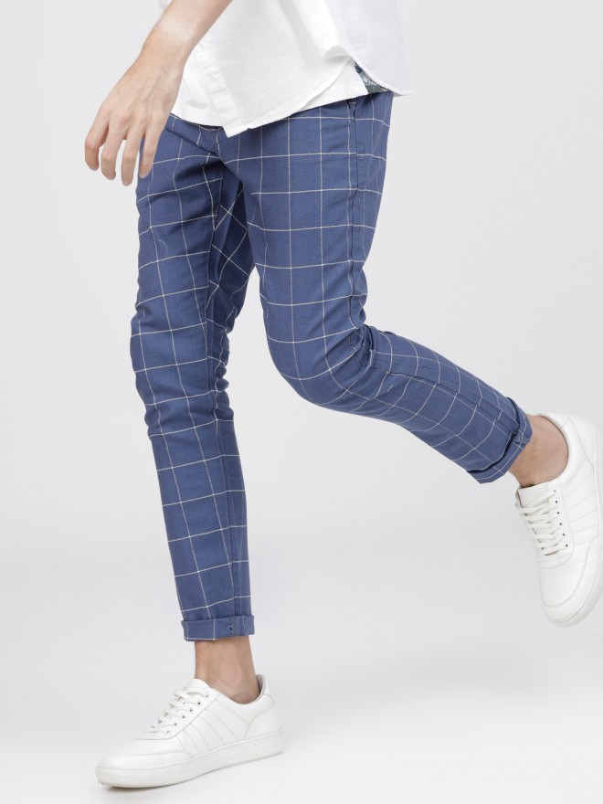 Buy Park Avenue Grey Regular Fit Checks Trousers for Mens Online @ Tata CLiQ
