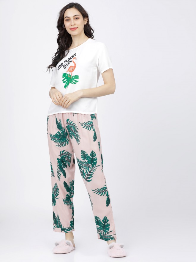 Buy Tokyo Talkies White/Blue/Coral Printed Top With Lounge Pant for Women  Online at Rs.573 - Ketch