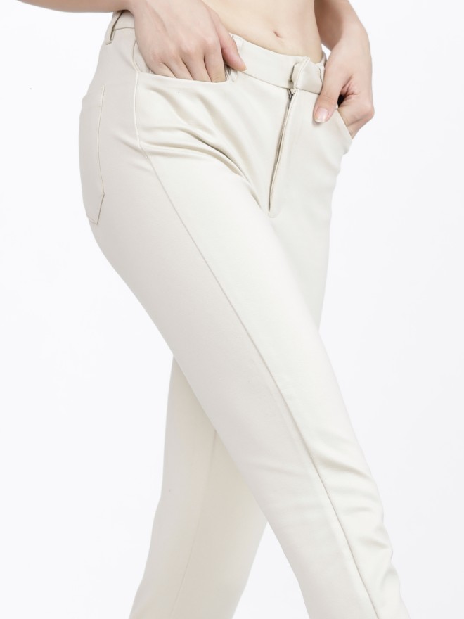 Buy Tokyo Talkies Beige Tapered Fit Trouser for Women Online at Rs