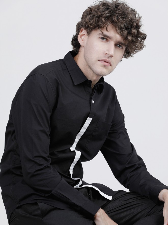 Buy HIGHLANDER Black Slim Fit Solid Casual Shirt for Men Online at