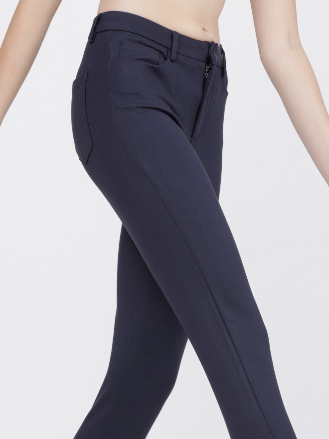 Women Navy Blue Slim Fit Trouser