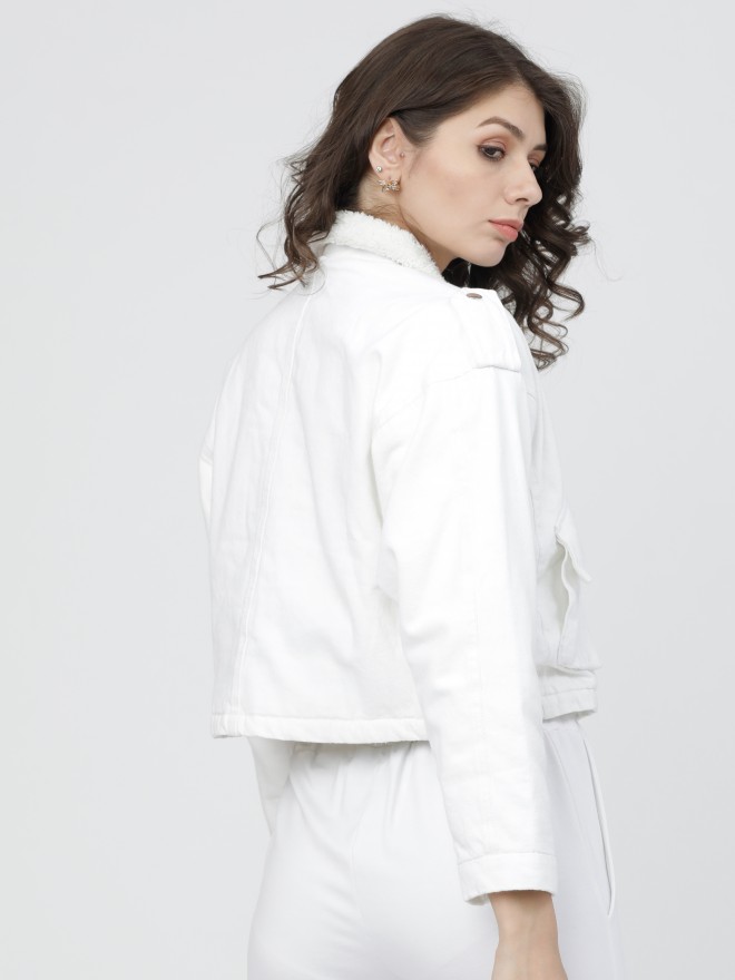 Buy DOLCE CRUDO White Relaxed Fit Denim Jacket for Women Online @ Tata CLiQ