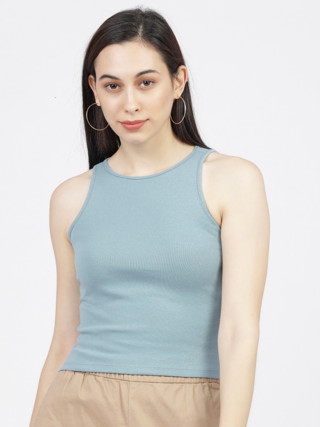 Buy Tokyo Talkies Blue Knited Solid Crop Top For Women Online At Rs 209