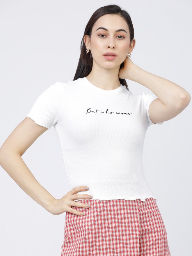 Tokyo Talkies Women White Printed Regular Tops 