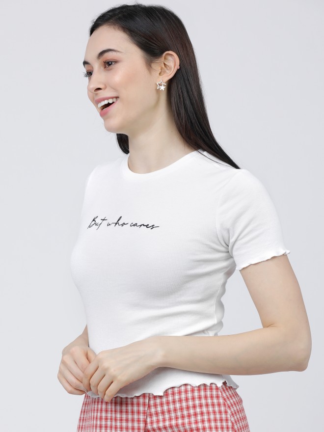 Tokyo Talkies Women White Printed Regular Tops 