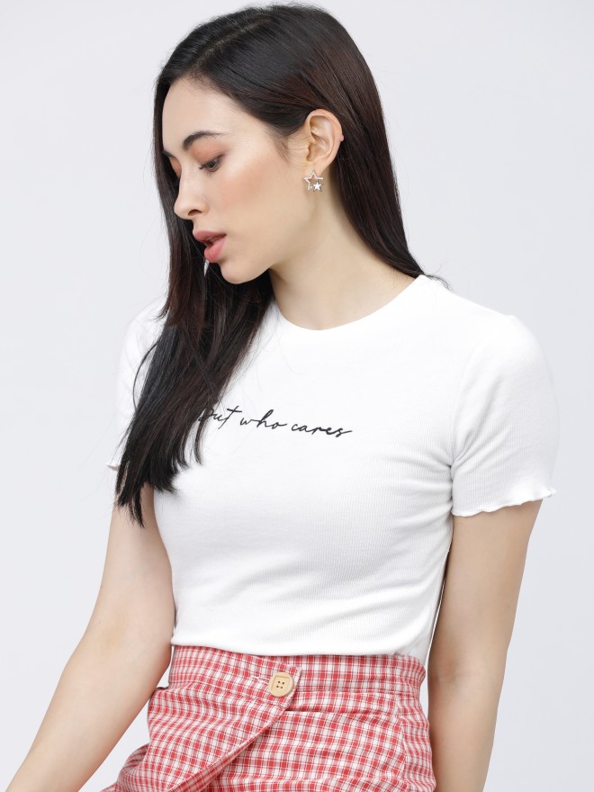 Tokyo Talkies Women White Printed Regular Tops 