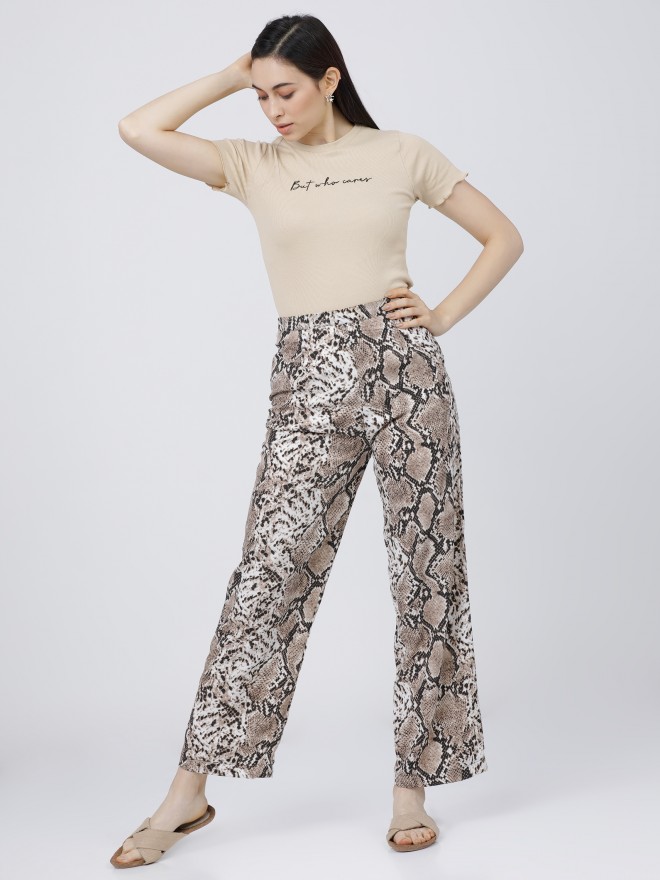 Tokyo Talkies Women Beige Printed Regular Tops 