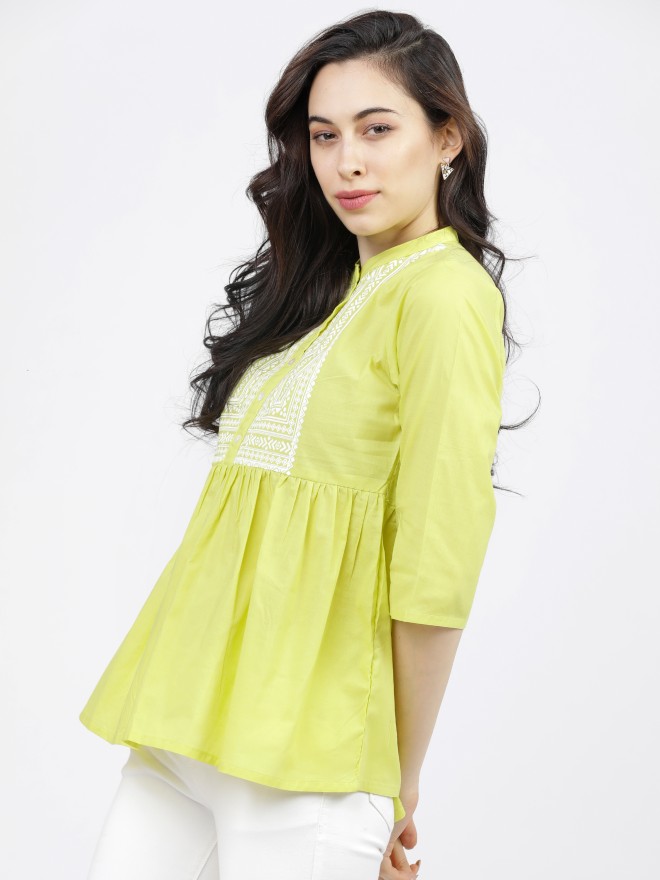 Buy Vishudh Yellow Cambric Printed Top for Women Online at Rs.319 - Ketch