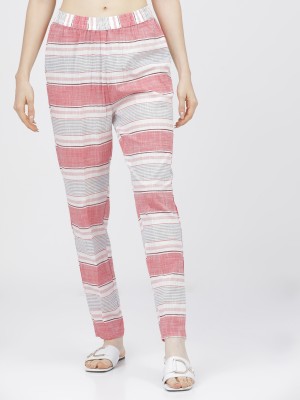 Womens Cream Coral Regular Fit Trousers