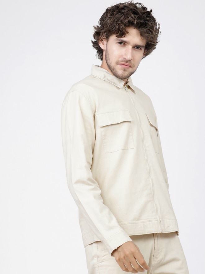 highlander men beige front open jacket