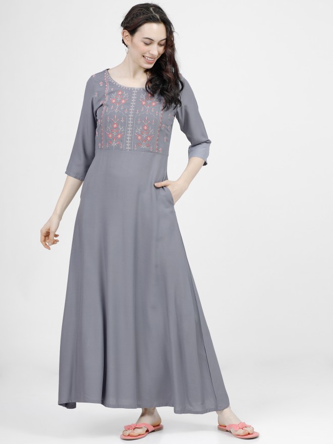 Grey ethnic outlet dress