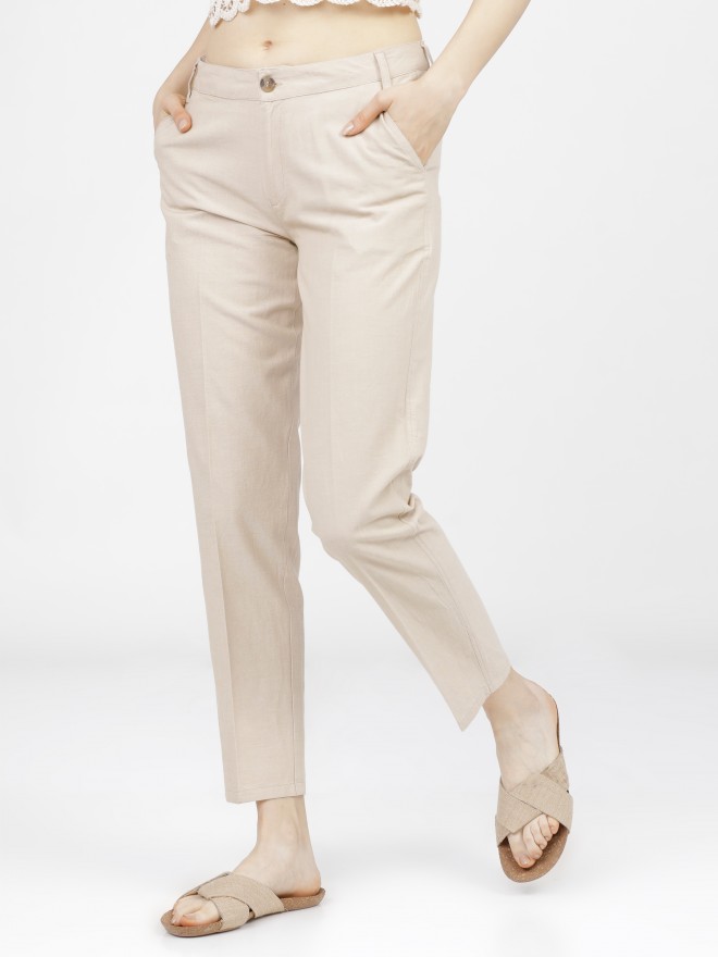 Wide Leg Relaxed Fit Pleated Trousers | Beige | Tommy Hilfiger-anthinhphatland.vn