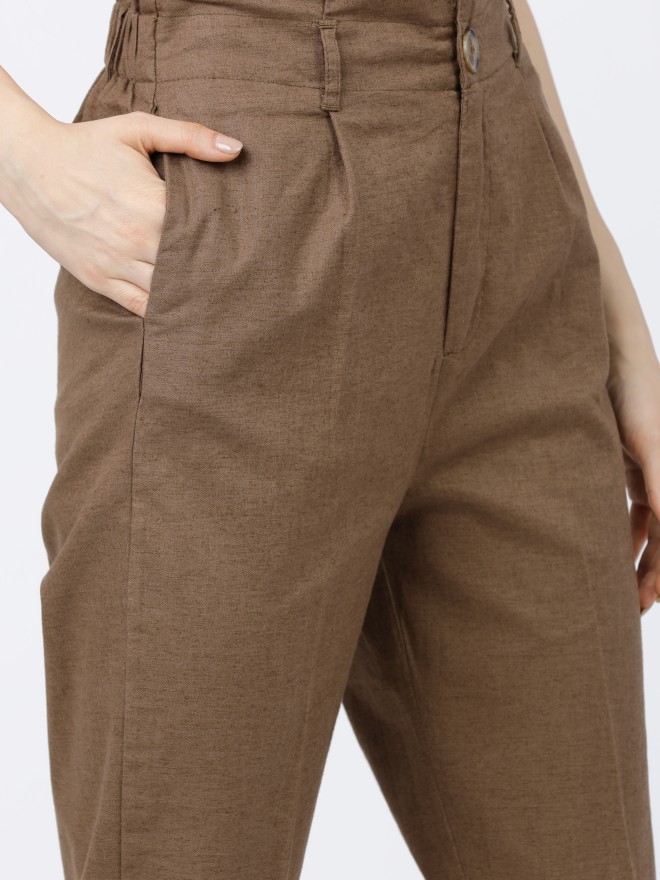 Buy Deep Brown Solid Womens Slim Pants Online  Shop for W