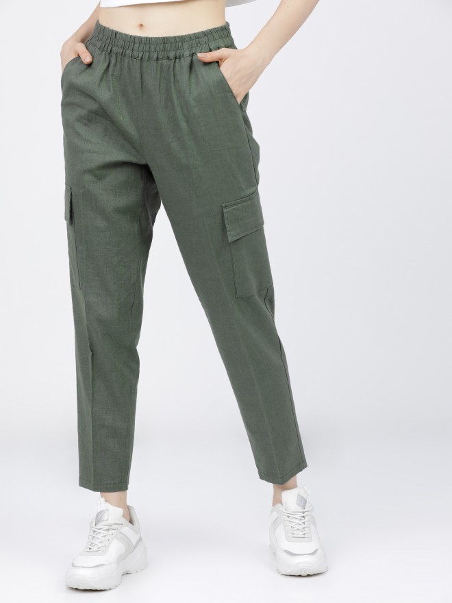 Buy Tokyo Talkies Olive Regular Fit Cargos for Women Online at Rs.629 ...