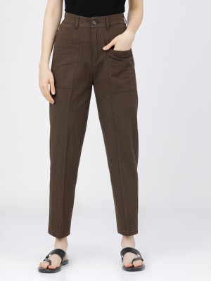 Self Design Tapered Fit Trousers