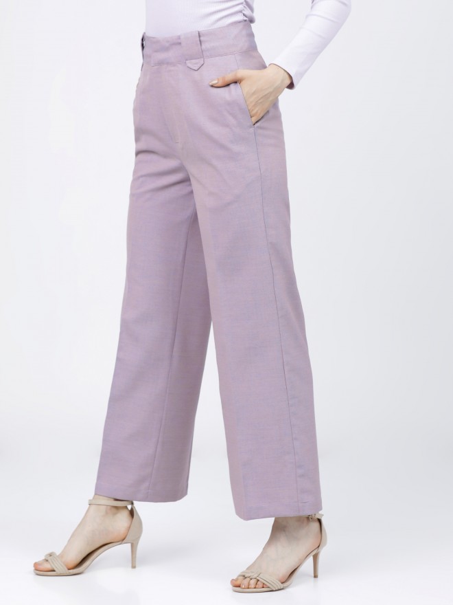 The Label Life Trousers and Pants  Buy The Label Life Purple Knit High  Waisted Pant Online  Nykaa Fashion