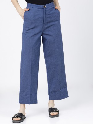 Solid Regular Fit Casual Trousers 
