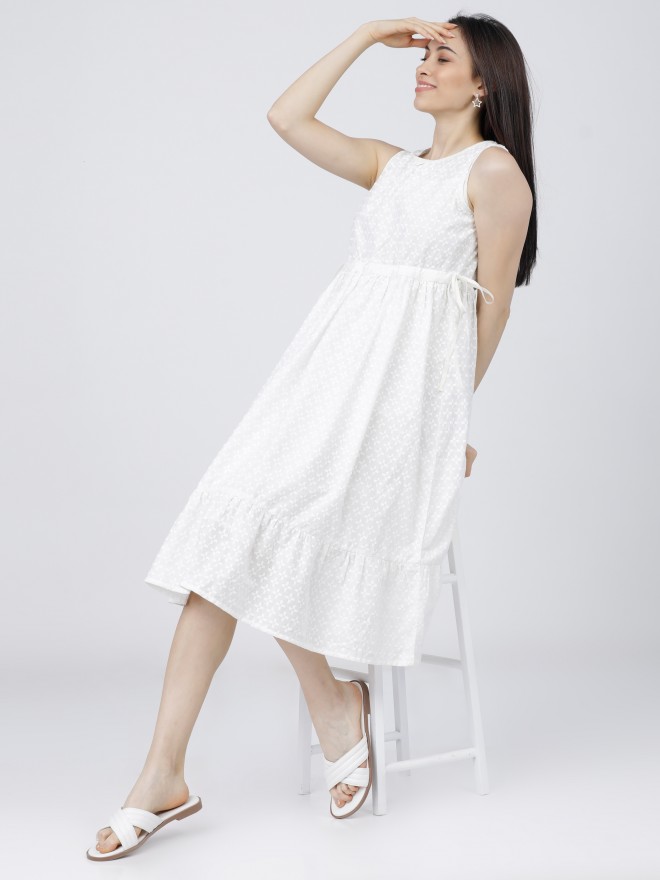 Off white fit top and flare dress