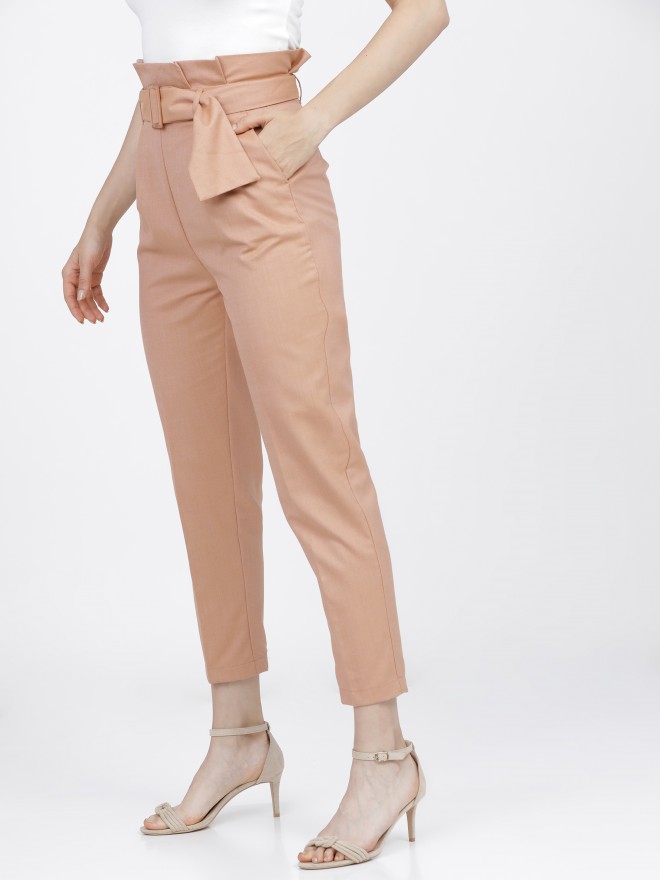 Lulus  Always a Pleasure Beige Paper Bag Waist Pants  Paper bag waist  pants Linen blend pants Waist pants