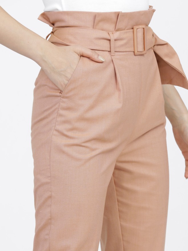Pink Plain Coloured Trousers