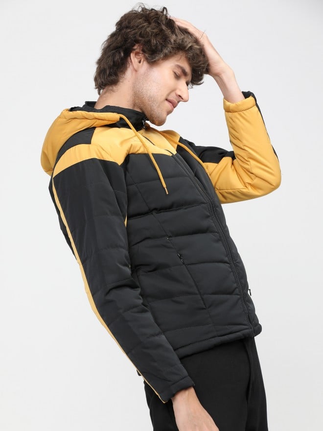 Black and yellow puffer clearance jacket