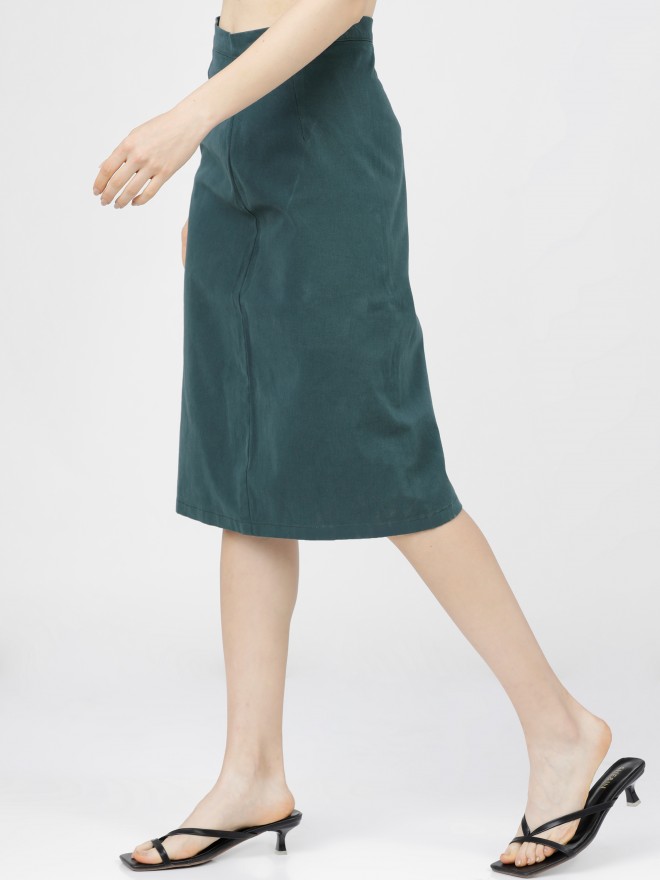 Tokyo Talkies Women Teal Midi Skirts 