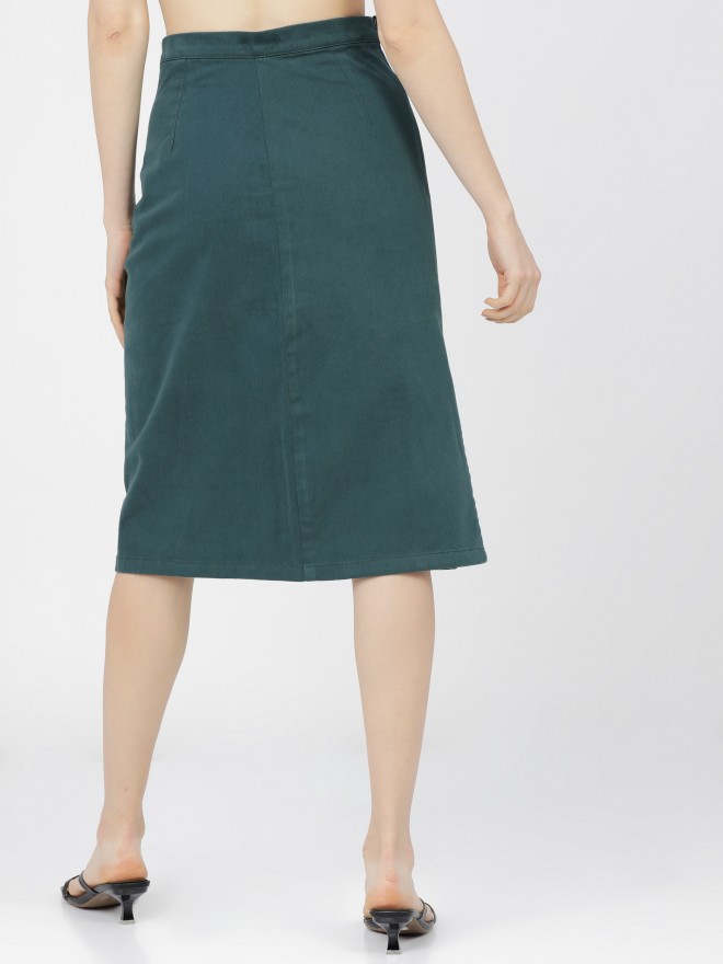 Tokyo Talkies Women Teal Midi Skirts 