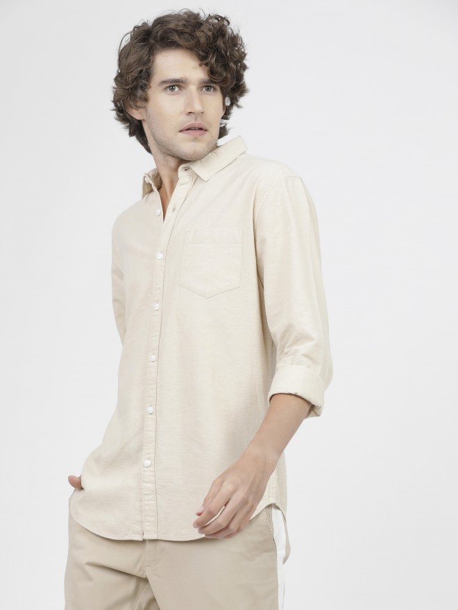 Buy Ketch BEIGE Slim Fit Solid Casual Shirt for Men Online at Rs.499 ...