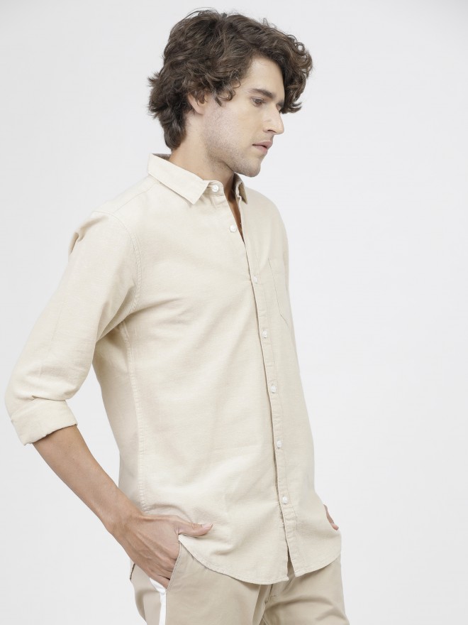 Buy Ketch BEIGE Slim Fit Solid Casual Shirt for Men Online at Rs.499 ...