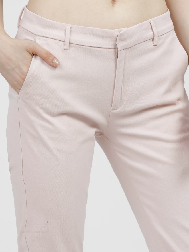 Buy Tokyo Talkies Light Pink Taperd Fit Chinos Trouser for Women Online at  Rs649  Ketch