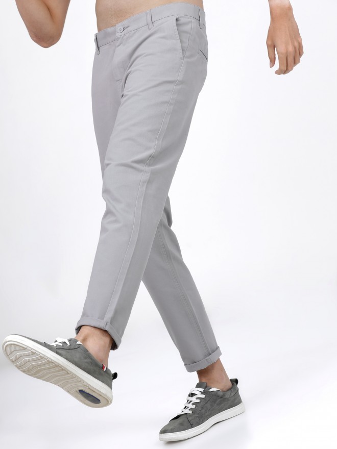 Black Solid Mens Chinos Trousers Slim Fit