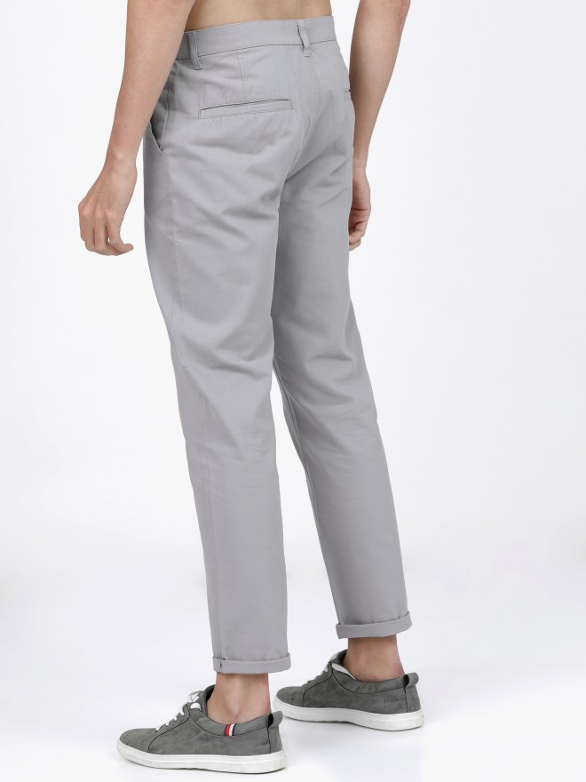 Buy John Players Men Grey Skinny Fit Solid Trousers on Myntra |  PaisaWapas.com
