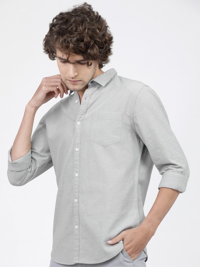 Buy Ketch Light Grey Slim Fit Solid Casual Shirt for Men Online at Rs ...