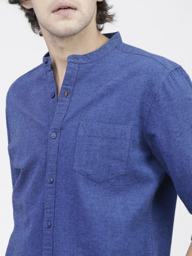 Ketch Men Blue Solid Slim Fit Casual Shirts 